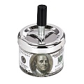 Пепельница нажимная хромированная "100 долларов" 70мм 